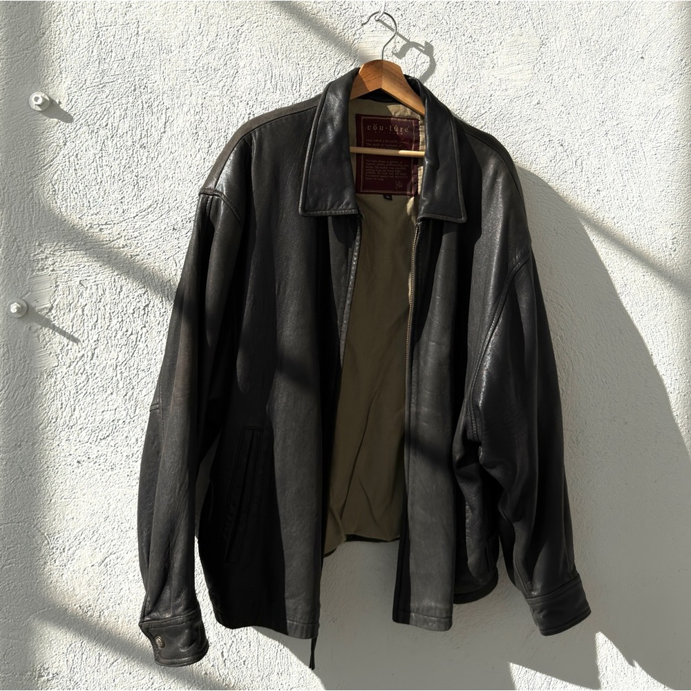 Vintage Oversized Black Lamb Leather Jacket